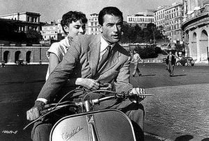 Audrey Hepburn, Gregory Peck & Vespa