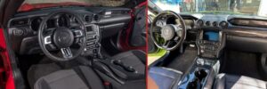 Stock vs carbon fiber steering wheel upgrade for 2015–2023 Mustang S550
